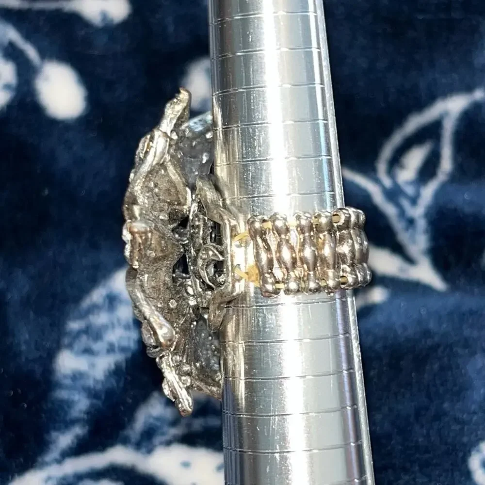 Vintage Sparkly Brooch Flower Design Ring